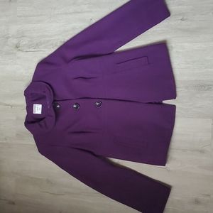 Old Navy Purple Ruffled Collar Buttoned-Down Peacoat